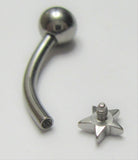 Surgical Steel Small Star Internally Threaded VCH Vertical Clitoral Post Curved Bar 14G - I Love My Piercings!