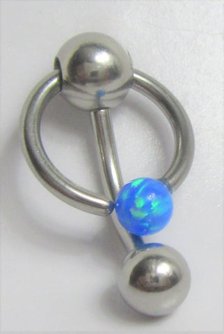 Blue Opal Stone Hoop Dangle Barbell Bar VCH Jewelry Clit Clitoral Hood Ring 14 gauge - I Love My Piercings!