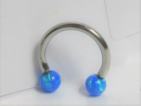 Surgical Steel Blue Opal Daith Rook Tragus Hoop Ring Horseshoe Piercing 16 gauge - I Love My Piercings!