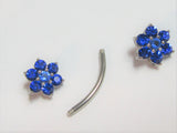 Surgical Steel Blue Crystal CZ Flower Nipple Curved Barbell Ring Jewelry 14g - I Love My Piercings!