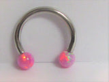 Surgical Steel Pink Opal Hoop Ring Horseshoe Piercing 16 gauge - I Love My Piercings!