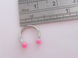 Surgical Steel Pink Opal Hoop Ring Horseshoe Piercing 16 gauge - I Love My Piercings!