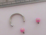 Surgical Steel Pink Opal Hoop Ring Horseshoe Piercing 16 gauge - I Love My Piercings!