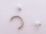 White Opal Daith Rook Tragus Lip Septum Hoop Ring Horseshoe Piercing 16 gauge - I Love My Piercings!