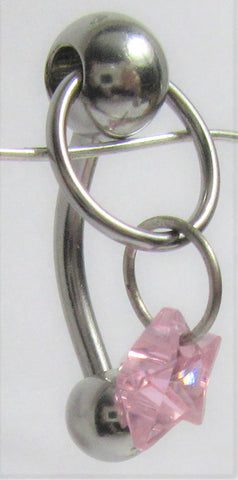 Surgical Steel Pink Star Hoop Dangle VCH Vertical Clitoral Clit Hood 14g - I Love My Piercings!