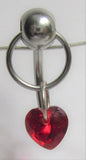 Surgical Steel Red Heart Hoop Dangle VCH Vertical Clitoral Clit Hood 14g - I Love My Piercings!