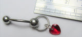 Surgical Steel Red Heart Hoop Dangle VCH Vertical Clitoral Clit Hood 14g - I Love My Piercings!