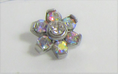 Micro Dermal Anchor Iridescent Gem Flower Top 14 gauge - I Love My Piercings!