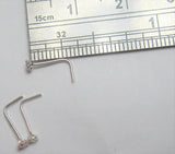 Sterling Silver Pink Purple Clear 2mm Crystal Nose Rings Pins L Shape Bent Studs Post 22 gauge 22g - I Love My Piercings!