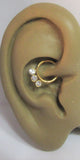 18K Gold Plated 8 mm Triple Crystal Hinged Seamless Cartilage Daith Hoop 16 gauge - I Love My Piercings!