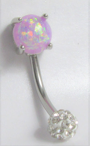 Surgical Steel Purple Opalite Clear Crystal Ball VCH Clit Hood Bar 14 gauge 14g - I Love My Piercings!