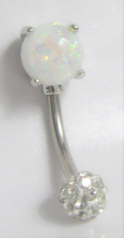 Surgical Steel White Opalite Clear Crystal Ball VCH Clit Hood Bar 14 gauge 14g - I Love My Piercings!