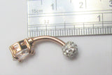 14k Rose Gold Plated Solitaire Drop Clear Crystal Gem VCH Clit Hood Barbell 14 gauge - I Love My Piercings!