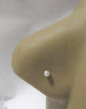 Sterling Silver L Shape Straight Pin White Pearl Nose Stud Pin Post Ring 22 gauge 22g - I Love My Piercings!