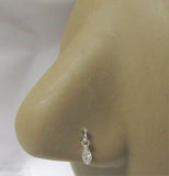 Sterling Silver L Shape Straight Pin Marquise Crystal Dangle Nose Stud Bone Post Ring 22 gauge 22g - I Love My Piercings!