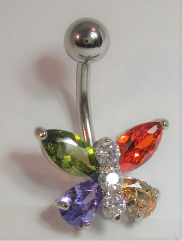 Surgical Steel Citron Crystals Belly Butterfly Ring 14 gauge - I Love My Piercings!