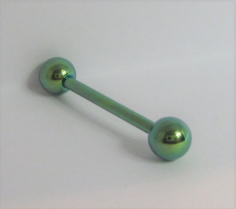 Green Titanium Straight Barbell 14 gauge 5/8 inch long - I Love My Piercings!