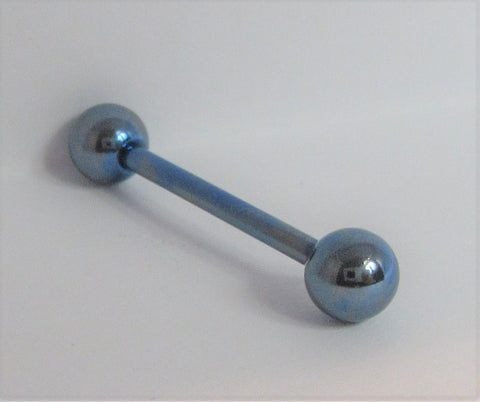 Metalic Blue Titanium Straight Barbell 14 gauge 5/8 inch long - I Love My Piercings!