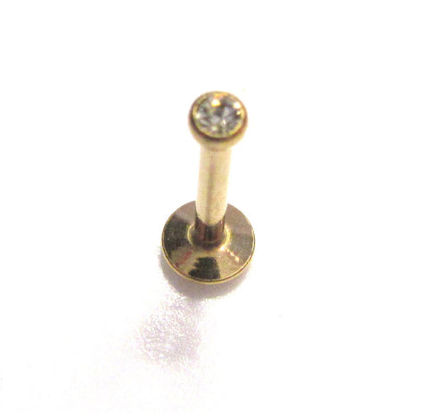 Gold Titanium Clear 2 mm Flat Crystal CZ Flat Back Stud 16 gauge 16g 8 mm - I Love My Piercings!