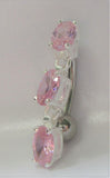 Surgical Steel VCH Vertical Clitoral Jewelry Hood Christina Oval Pink Crystal Barbell 14 gauge 14g - I Love My Piercings!