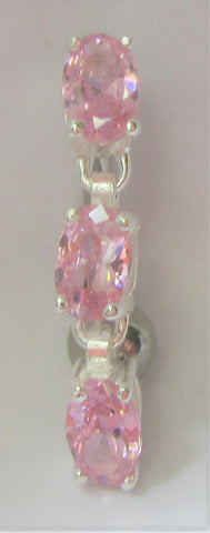 Surgical Steel VCH Vertical Clitoral Jewelry Hood Christina Oval Pink Crystal Barbell 14 gauge 14g - I Love My Piercings!