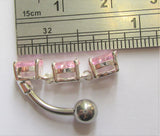 Surgical Steel VCH Vertical Clitoral Jewelry Hood Christina Oval Pink Crystal Barbell 14 gauge 14g - I Love My Piercings!