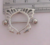 Surgical Steel Ornate Butterfly Nipple Hoop Shield Barbell Ring 14 gauge 14g - I Love My Piercings!