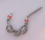 Surgical Steel Red Eye Crystal Snake Nipple Hoop Shield Barbell 14 gauge 14g - I Love My Piercings!