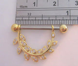 18k Gold Plated Crystal Vine Loop Nipple Hoop Shield Barbell 14 gauge - I Love My Piercings!