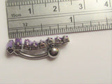 Surgical Steel Barbell Purple Crystal Dangle VCH Jewelry Clit Hood Ring 14 gauge - I Love My Piercings!