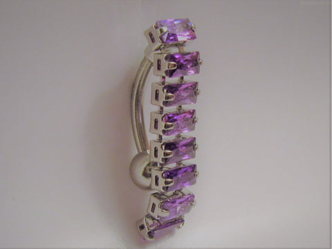 Surgical Steel Barbell Purple Crystal Dangle VCH Jewelry Clit Hood Ring 14 gauge - I Love My Piercings!