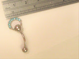 Blue Aqua Crystal Hoop Dangle Barbell VCH Clit Clitoral Hood Ring 14 gauge - I Love My Piercings!