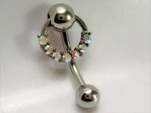 Iridescent Crystal Hoop Dangle Barbell VCH Clit Clitoral Hood Ring 14 gauge - I Love My Piercings!