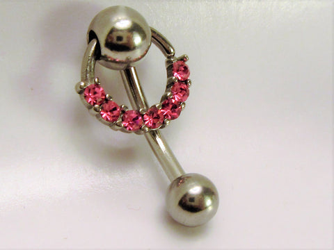 Pink Crystal Hoop Dangle Barbell VCH Clit Clitoral Hood Ring 14 gauge - I Love My Piercings!