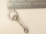 Clear 8 Stone Crystal Hoop Dangle Barbell VCH Clit Clitoral Hood Ring 14 gauge - I Love My Piercings!