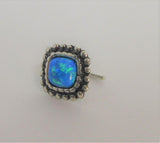 Sterling Silver Nose Stud Pin Ring Bent L Shape Beaded Blue Opal 20 gauge - I Love My Piercings!