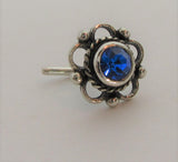 Sterling Silver Nose Stud Pin Ring Bent L Shape Royal Blue Swarovski 20 gauge - I Love My Piercings!