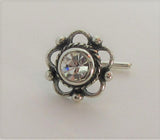 Sterling Silver Nose Stud Pin Ring Bent L Shape Victorian Clear Gem 20 gauge - I Love My Piercings!