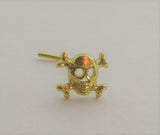 18k Gold Plated Nose Stud Pin Ring Bent L Shape Skull Crossbones 22 gauge 22g - I Love My Piercings!