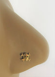 18k Gold Plated Nose Stud Pin Ring Bent L Shape Skull Crossbones 22 gauge 22g - I Love My Piercings!