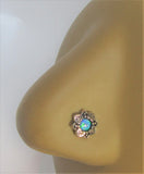 Sterling Silver Blue Opal Star Flower Nose Bent L Shape Stud Pin Post 20 gauge - I Love My Piercings!