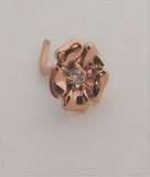 18k Rose Gold Plated Flower Clear Gem Nose Bent L Shape Stud Pin Post 20 gauge - I Love My Piercings!