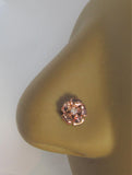 18k Rose Gold Plated Flower Clear Gem Nose Bent L Shape Stud Pin Post 20 gauge - I Love My Piercings!