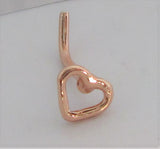 18k Rose Gold Plated Open Heart Nose Bent L Shape Stud Pin Post 20 gauge 20g - I Love My Piercings!