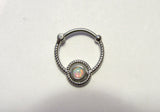 Surgical Steel Ornate Opal 8 mm Curved Post Barbell Hoop Ring 16 gauge 16g - I Love My Piercings!