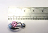 Surgical Steel VCH Jewelry Hood Cover Curved Barbell Pink Crystal 14 gauge 14g - I Love My Piercings!