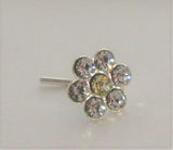 Sterling Silver Nose Stud Pin Ring Bent L Shape Swarovski Flower 20g 20 gauge - I Love My Piercings!