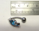 Surgical Steel VCH Jewelry Hood Cover  Curved Barbell Aqua Crystal 14 gauge 14g - I Love My Piercings!