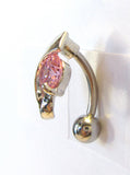 Surgical Steel VCH Jewelry Hood Cover Curved Barbell Pink Crystal 14 gauge 14g - I Love My Piercings!