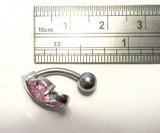 Surgical Steel VCH Jewelry Hood Cover Curved Barbell Pink Crystal 14 gauge 14g - I Love My Piercings!